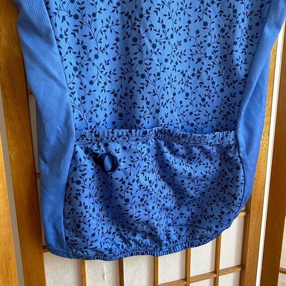 Pearl Izumi Zip Front Floral Sleeveless Cycling Top in Blue/Navy Floral | Large - Picture 4 of 5
